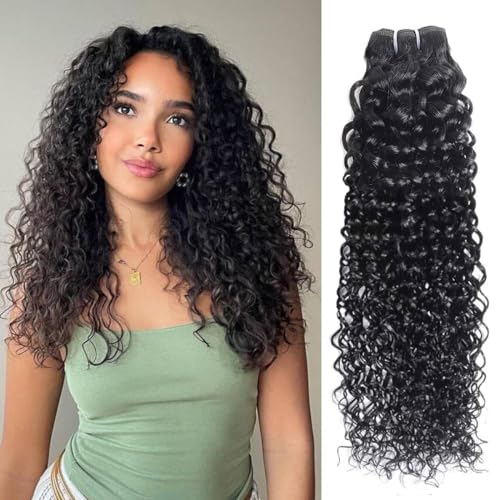 BEAUTY GRACE Kinky Curly Human Hair Single Bundle Brazilian Virgin Hair Bundles Double Weft Curly Weave Human Hair Bundles for Women Black Color 100g 18 Inch