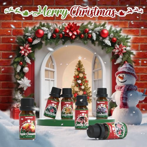 Christmas-Fragrance-Oil-Set-ARVIDSSON-Holiday-Essential-Oils-for-Diffuser-Mistletoe-Gingerbread-Apple-Cinnamon-Candy-Cane-Cranberry-Christmas-Spirit-Merry-Christmas-Scented-Oil-Gift-Set