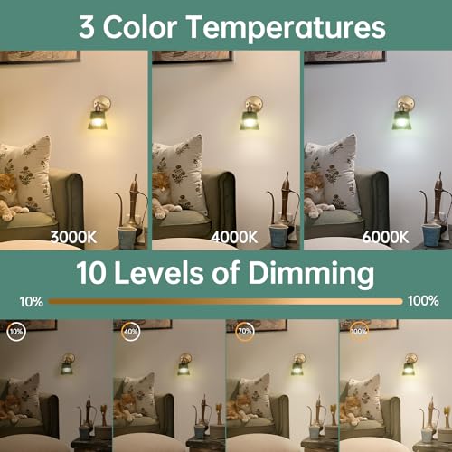 Image of Shenmoyl Vintage Battery Operated Wall Sconce with Green Stripe Glass Lampshade Rechargeable Battery Powered Wall Light with Remote Control for Bedside Bedroom Doorway