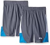 STX Big Boys Athletic Short and Packs, 2 Pack -Charcoal/Neon Turquoise - TY18, 10/12