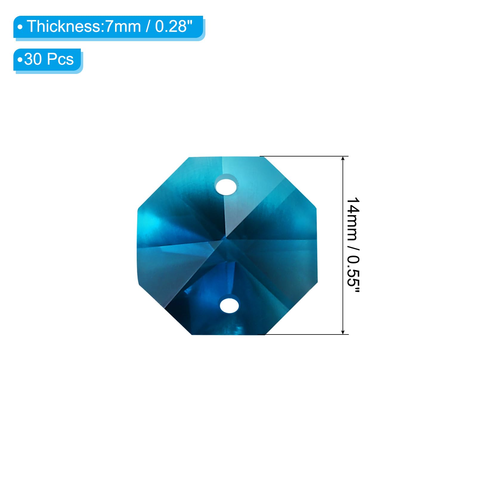 PATIKIL Pendentifs En Cristal K9 Octogonaux à 2 Trous, Lot De 30 Perles