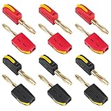 12 Stück 4mm Bananenstecker – Bananenstecker Lautsprecher – Hochstrom 32A Banana Plug für Lautsprecher, Boxen, Endstufen, Receiver – Vergoldete Bananenstecker Konverter Rot & Schwarz