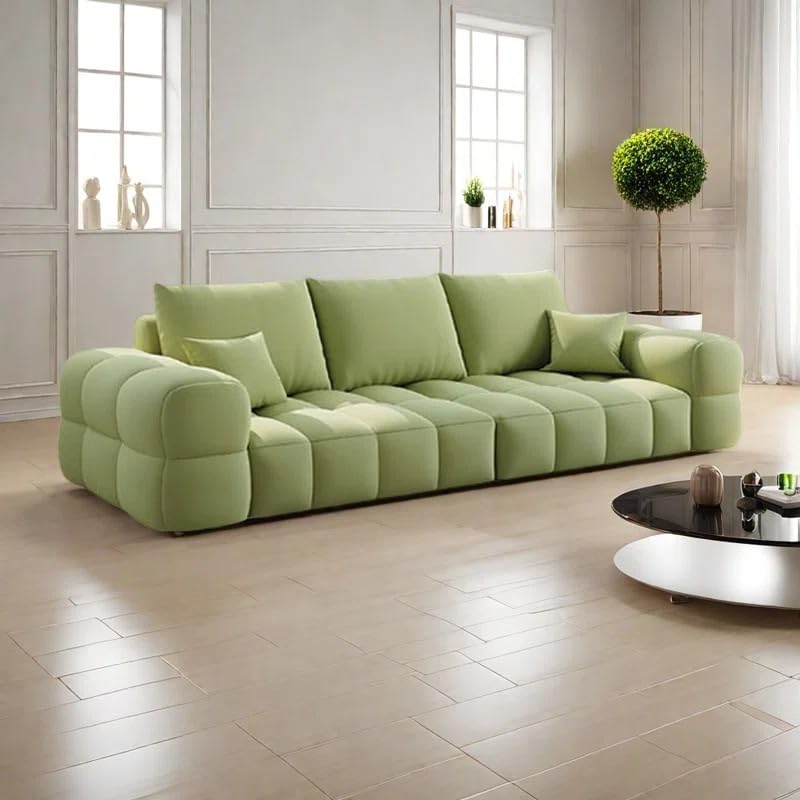 Italian Style Modern Simple Sofa 84'' Upholstered Sofa (Green)-image-28
