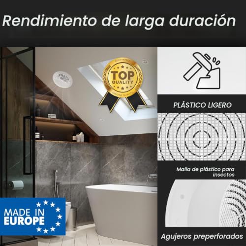 Miniatura 5 de Repa Market Cubierta Redonda De Plástico Blanco De 100 Mm Con Malla Protectora, Cubierta De Ventilación De Techo, Cubierta De Ventilación De Aire Acondicionado Para Interiores Y Exteriores, Rejillas