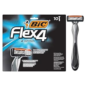 BIC Flex 4 Sensitive Disposable Razors For Men, For a Smooth, Ultra-Close and Comfortable Shave, 10 Piece Disposable Razor Set with 4 Blades