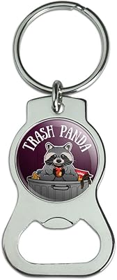 Raccoon Trash Panda in Garbage Keychain with Bottle Cap Opener