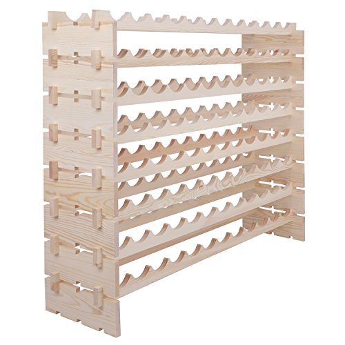 Lemy 8X12 96 Bottles Row Solid Wood Wine Rack Stackable Modular Storage Stand Wooden Wine Holder Display Shelves(Wobble-Free) #TOP6