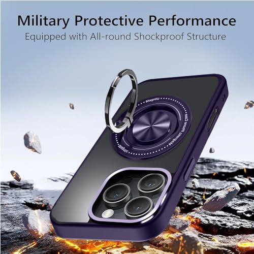 Image of KARWAN️360 Degree Stand with Mag-Safe Case with N52 Strong Magnets Mag-Safe Phone case Cover for iPhone 16 Pro Max || Mobile Back Cover for iPhone 16 Pro Max || Purple