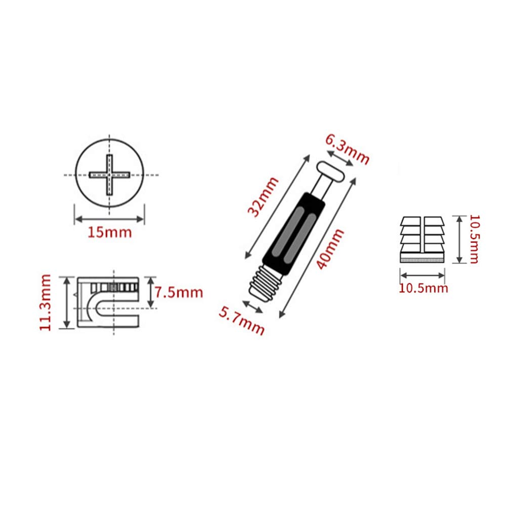 30 Packs Furniture Cam Fitting with Dowel and Pre-Inserted Nut, Metal Cam Lock Nuts for Cabinet Drawer Dresser and Wardrobe Furniture Board Panel Connecting, CLN-03MP
