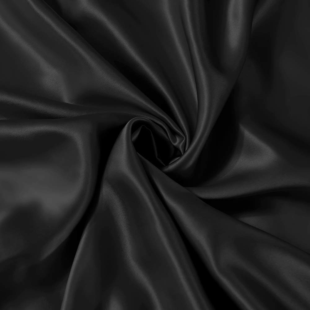 THXSILK 25 Momme Seide Bettwäsche 135x200 2 teilig Set, Bettbezug 135 x 200 cm und 80 x 80 cm Kissenbezug, Hypoallergen Maulbeerseide Bettwäsche Set, Ultra Weich und Glatt, Schwarz