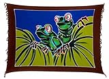 Handarbeit Ciffre Sarong Pareo Wickelrock Dhoti Lunghi Tuch Strandtuch Wandbehang Bali Frosch