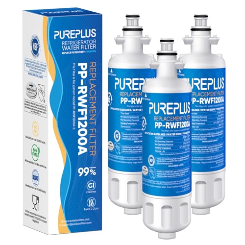 Image of PUREPLUS 9690 Replacement for LG LT700P Kenmore Elite 469690, ADQ36006102, ADQ36006101, LFXS30766S, LFX28968ST, LFX31925ST, LFX31945ST, LFXS29626S, RWF1052, RWF1200A Refrigerator Water Filter, 3Pack