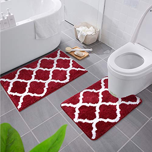 Homaxy rutschfest Badematten Set 2 teilig Weich Hochflor Bad WC Badezimmerteppich Set Mikrofaser...