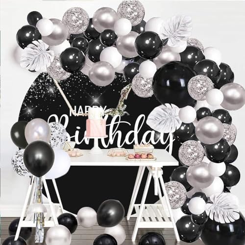 Funda de Fondo Redondo para Cumpleaños Negro y Plata 6.5ft miniatura 3