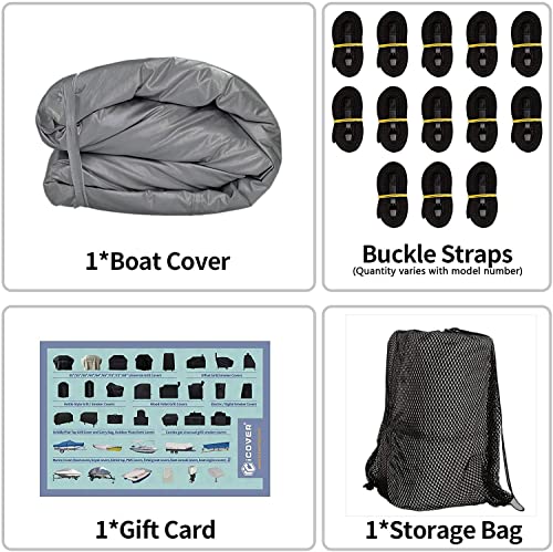 Icover T Top/Hard Top Boat Cover, 600D Heavy Duty Marine Grade Ttop Boat Cover Fits 22Ft-24Ft Long Center Console Boat With T-Top, Waterproof Anti-Uv Fade-Resistant Boat Storage Cover, Grey #TOP6