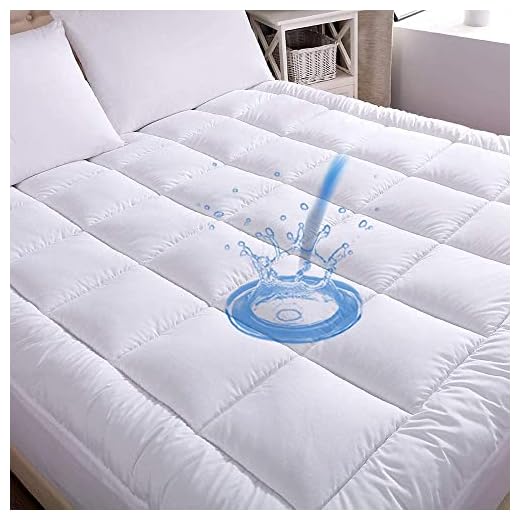 WhatsBedding Waterproof Mattress Pad King Size Cotton Top Hypoallergenic Down Alternative Filling Pillowtop Mattress Topper Cover-Fitted Quilted (FS King)