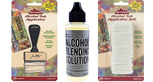 Ranger Adirondack Alcohol Ink Applicator, Stamp Handle, 50 Replacement Felts and Alcohol Blending Solution
