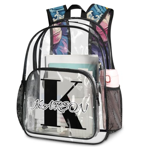 Personalized Large Clear Backpack Stadium Approved Heavy Duty PVC Plastic Custom Monkey Transparent Backpacks See Through Bag with Name, Funny