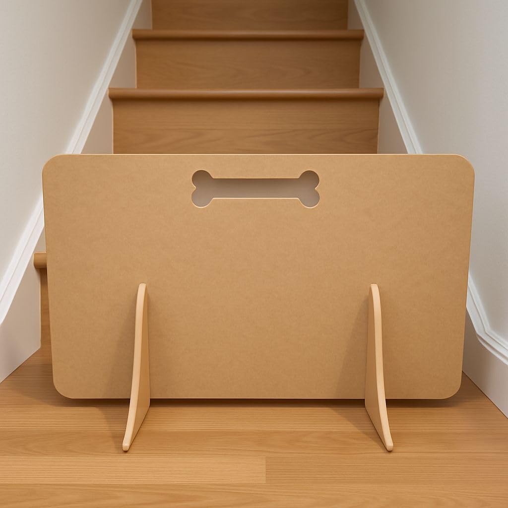Wooden Stopper Barrier – Freestanding Dog Stopper for Stairs | Dog Barrier Gate | Portable Wooden Pet Stopper | Puppy Gate for Stairs Indoor | No Drilling Requiredd (30cm x 60cm)