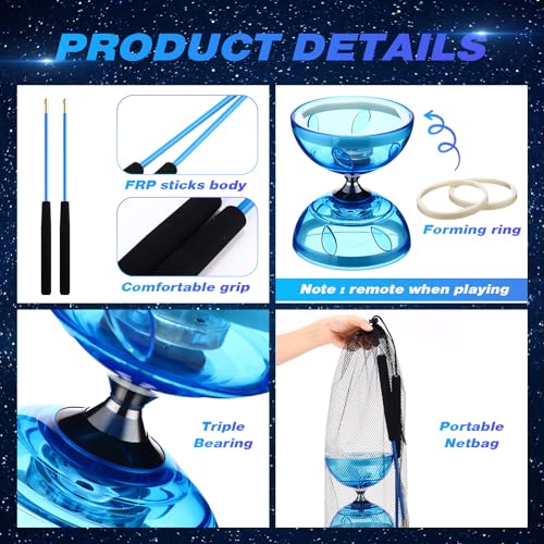 chinese yoyo diabolo set includes colorful led diabolo toy light up with 2 pieces sticks 1 piece string 1 net bag for funblue