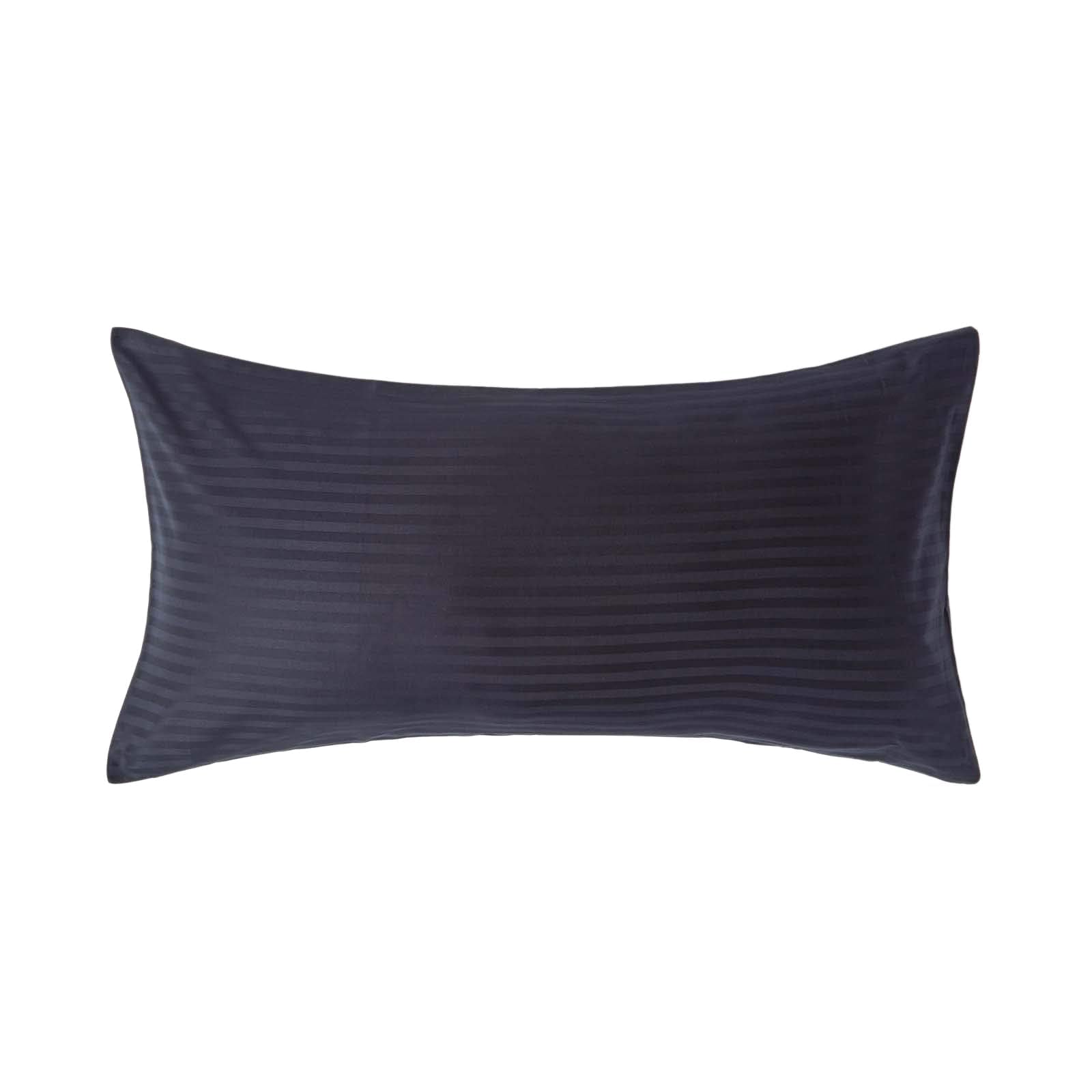 HOMESCAPES Black Pure Egyptian Cotton King Size Pillowcase 330 TC 500 Thread Count Percale Equivalent Satin Stripe Housewife Pillow Case Pack of 2