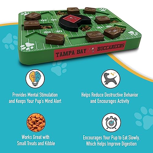 Image of Pets First NFL Tampa Bay Buccaneers Puzzle Toy for Dogs, Slow Feeder Board for Pets, Interactive Doggie Treat Toy