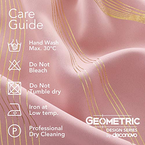 Deconovo Blackout Eyelet Curtains Thermal Insulated Gold Wave Line Foil Printed Curtains for Bedroom 46x72 Inch Coral Pink 2 Panels - Image 6