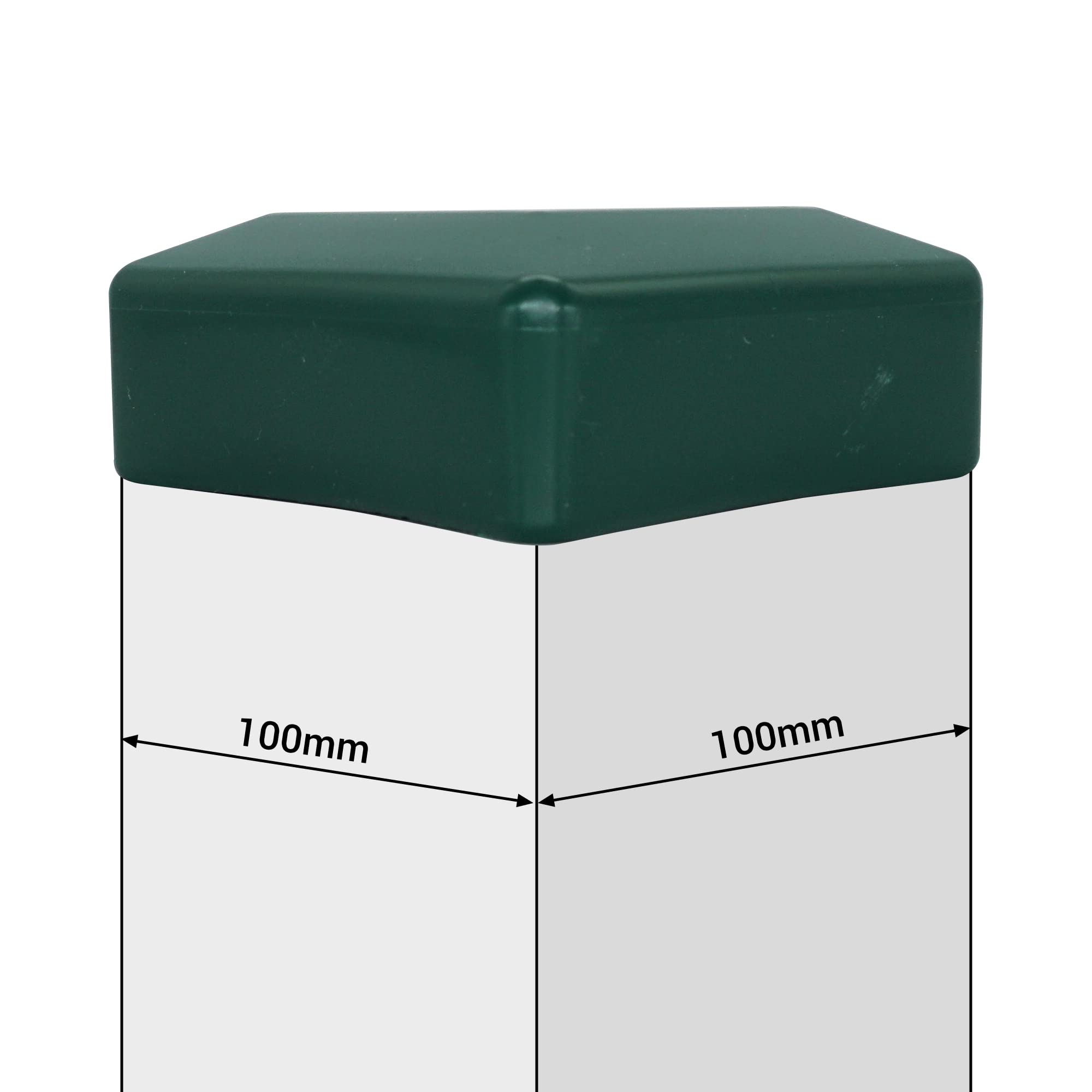 SKIR'CO (2 pcs) Fence Post Caps, Square 100 x 100 mm Green Plastic Caps for Fence Posts Moss Green RAL 6005 Colour - Image 4