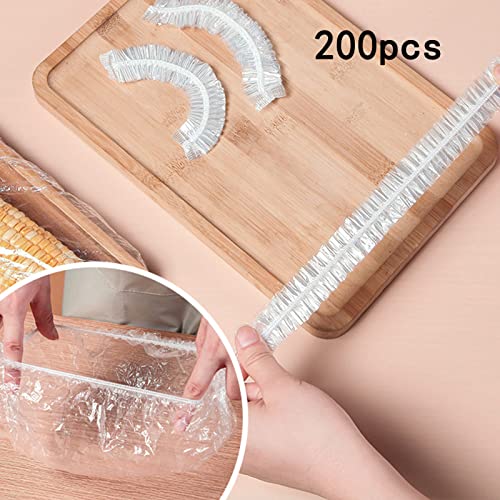 200 Stück Frischhaltebeutel,Versiegelungsbeutel Lebensmittelabdeckung Wiederverwendbare Elastische Abdeckungen Elastische Frischhaltebeutel,für Lebensmittelaufbewahrung/Obstkonservierung/Duschhauben
