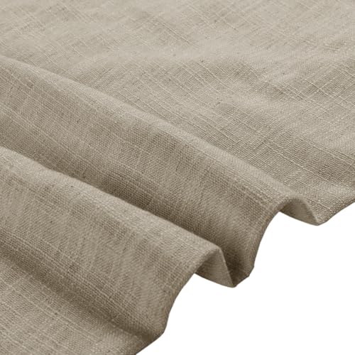 Image of TWOPAGES 34 inch inch W x 30 inch inch L Linen Blend Cafe Curtains for Kitchen Window, Light Filtering Pinch Pleated Tier Curtains, Modern Farmhouse Half Window Curtains for Small Window, Grey Beige, 2 Panels