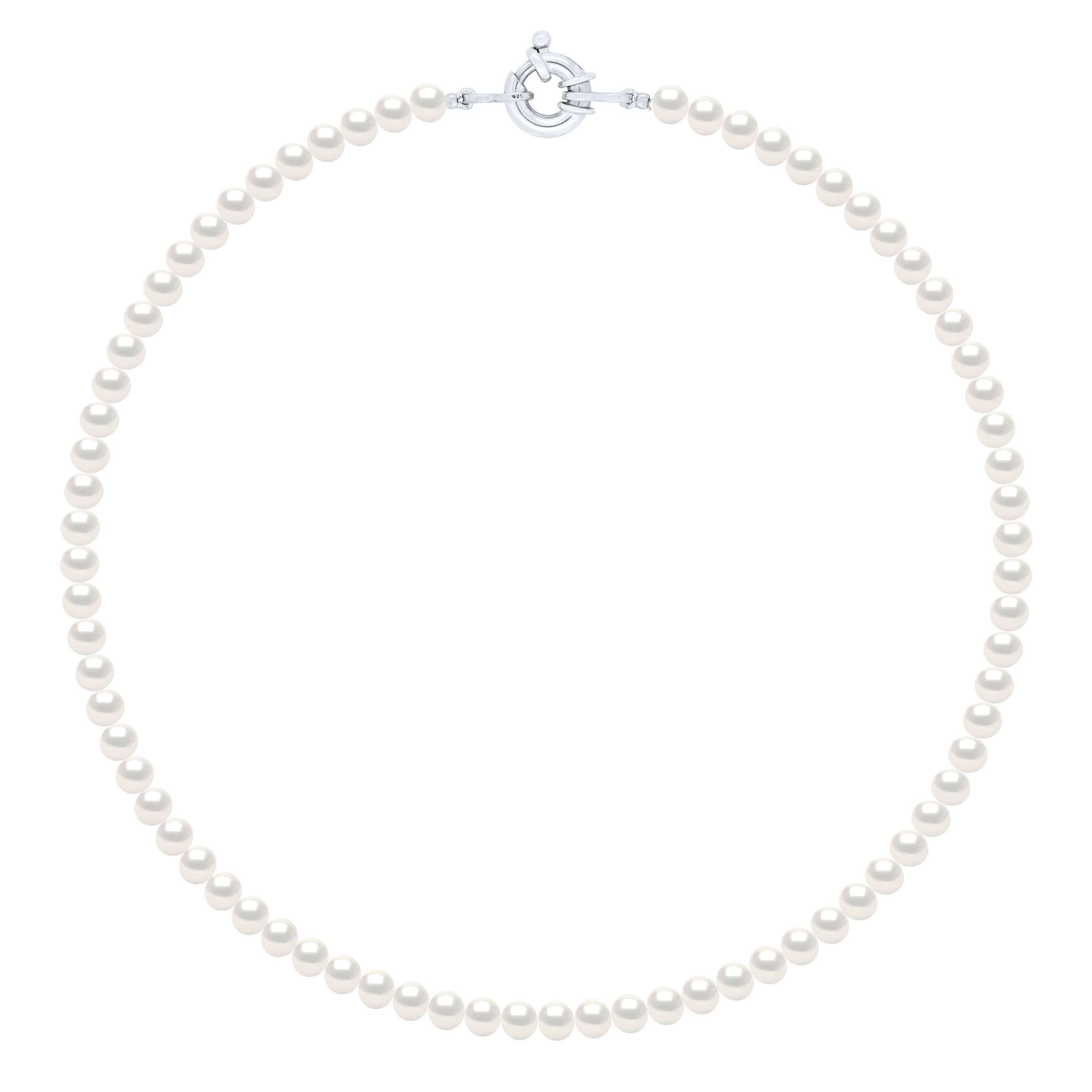 PEARLS & COLORS NATURAL FINE PEARLSPEARLS & COLORS – Collar de perlas cultivadas de agua dulce Semi-Barocas – Blanco natural – Calidad AAA+ – Cierre Prestige – Joya para mujer