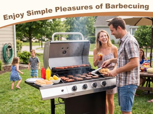 Image of Grill Replacement for Charbroil Performance 4-Burner Gas Grills 463344523 463352521 463354021 463365021, 17 inch Cast Iron Cooking Grates, Stainless Steel Heat Plates, Burner Tubes & Igniters Parts Kit