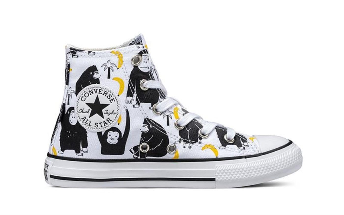 Converse Chuck Taylor All Star Hi Going Bananas Negro/Blanco Tela Adolescentes Entrenadores Zapatos