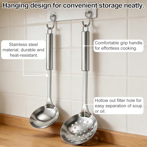 Miniatura 3 de Dxiongw Juego De Utensilios De Cocina Acero Inoxidable 10 Piezas Utensilios De Cocina Aptos Para Lavavajillas Set Cucharón Con Espátula Spumadera Batidor Y Servidor De Pasta Herramientas Para Cocinar