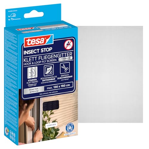 tesa Insect Stop COMFORT pour Porte-Fenêtres - Moustiquaire avec Ruban Auto Agrippant - Filet Anti-Moustique - Anthracite, 130 cm x 150 cm