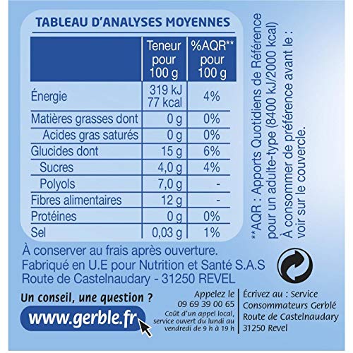 GERBLÉ - Confiture Abricot Sans Sucres Ajoutés 320G - ( Lot De 4 )
