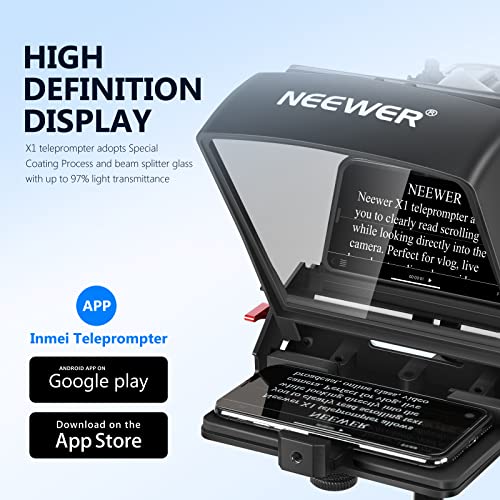 Neewer X1 Mini Teleprompter, 8" Tragbarer Teleprompter für iPad Tablet Smartphone DSLR-Kameras mit Fernbedienung, App-kompatibel mit iOS/Android für Online-Unterricht/Vlogging/Live-Streaming - Image 3