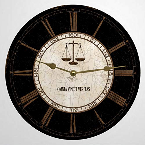 Byron Hoyle Wood Wall Clock Law Clock- Lawyer Clock 15" Round Hanging Clock Rustic Tuscan Style Clock Silent Non Ticking Wall Decor For Home,Office,School #TOP3