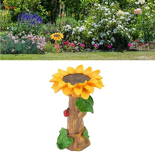 Sonnenblumen-Gartenstatue, Lebendiges Farbharz, Exquisite Handwerkskunst, Sonnenblumen-Vogeltränke für Drinnen und Draußen – Bild 4