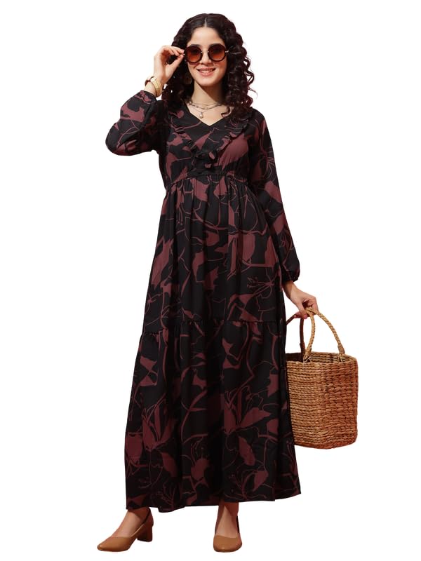 Sheetal Associates Women’s Floral Printed Empire Fit & Flare Maxi Dress| Comfortable Relaxed Fit Summer Dress