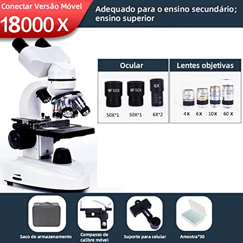 Microscópio Binocular Profesional Lab 12000X-30000X com Conjunto de Acessórios de Laboratório/4 Obje
