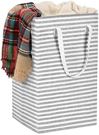 MecTo 72L Collapsible Laundry Hamper Freestanding Laundry Basket with Easy Carry Long Handles, Foldable Clothes Hamper Storage Basket for Bathroom Bedroom Dorm, Grey