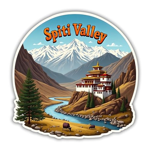 Image of Naxon Spiti Valley Himachal Pradesh Theme Souvenir Wooden Refrigerator Stylish Fridge Magnet - Travel Collectible Gift | Fridge Decoration Magnet for Kitchen & Home Decor | Size 3x3 Inches | Pack of 1