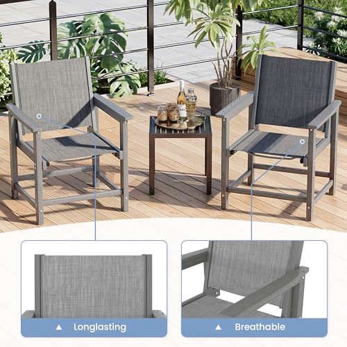 Image of Amopatio Outdoor HDPE Dining Chairs Set of 4 All-Weather Patio Chairs with Textilene Backrest Heavy Duty for Porch Backyard Deck Lawn Garden, Gray