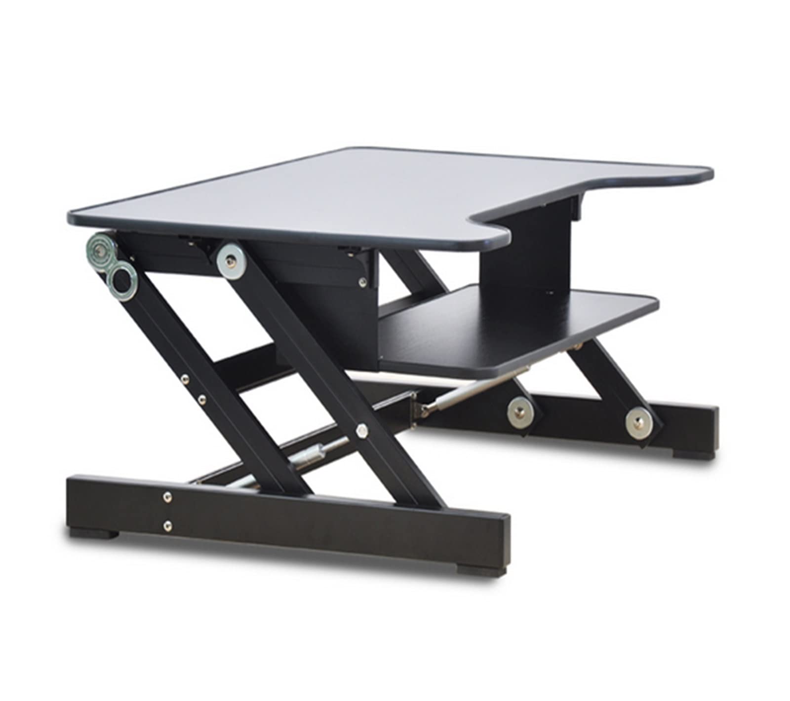 Height Adjustable Sit Stand Desk Riser Foldable Laptop Desk Stand with Keyboard Tray Notebook Monitor Holder Stand