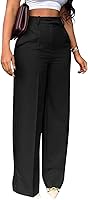 Unybwonn Women's High Waisted Wide Leg Dress Pants - Straight Leg Business Casual Slacks with Pockets