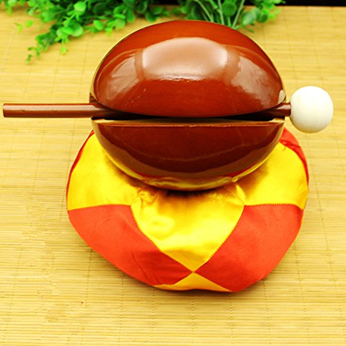 Buddhist Camphorwood Wooden Fish Temple Block Zen Drum with Mat 6 inch