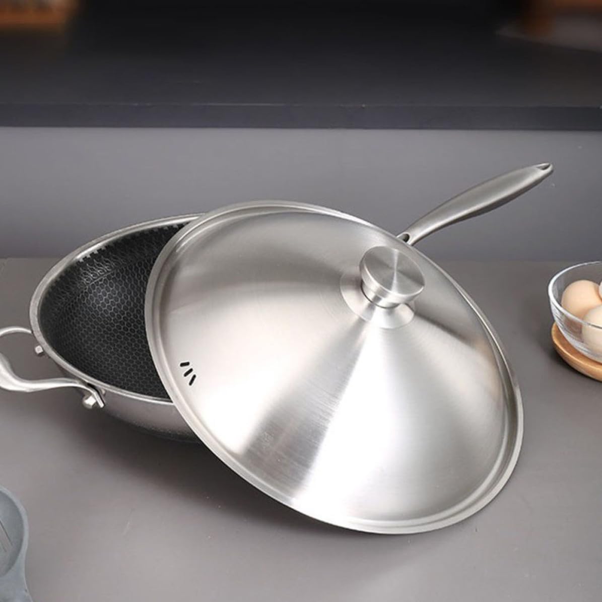 Coperchio in Acciaio Inox per Pentole e Padelle 34-36cm