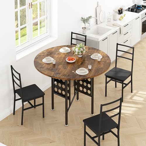 La mejor comparación de Mesa Plegable de Madera Walmart - solo los mejores. 37 Kzings Mesa Plegable de Comedor, Barra de Desayuno, Mesa Comedor Redonda Cocina 80cm, Plegable para 4 a 6 Personas para Hogar, Que Ahorra Espacio en 3 Formas con Patas de Metal...