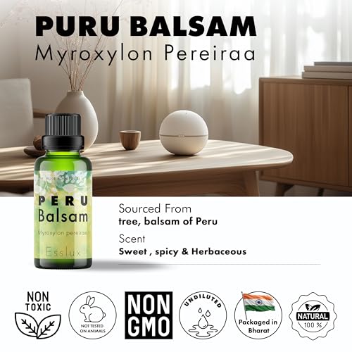 Image of Esslux Peru Balsam Essential Oil - Pure & Natural Undiluted for Aromatherapy & Therapeutic Grade Oil (Undiluted & Uncut - 100% Virgin) - Peru Balsam, 90 ML